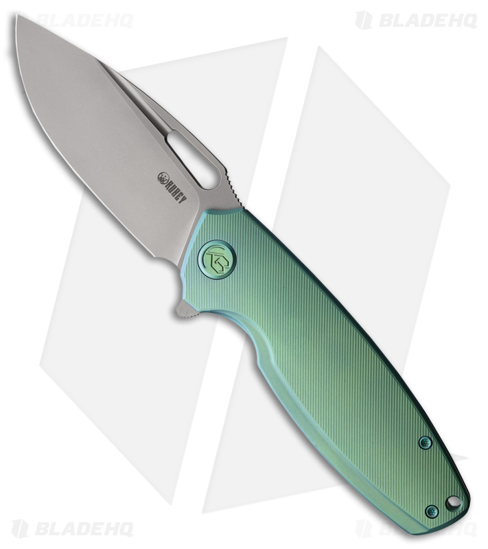 Kubey Tityus Frame Lock Knife Green Titanium (3.4" Bead Blast)