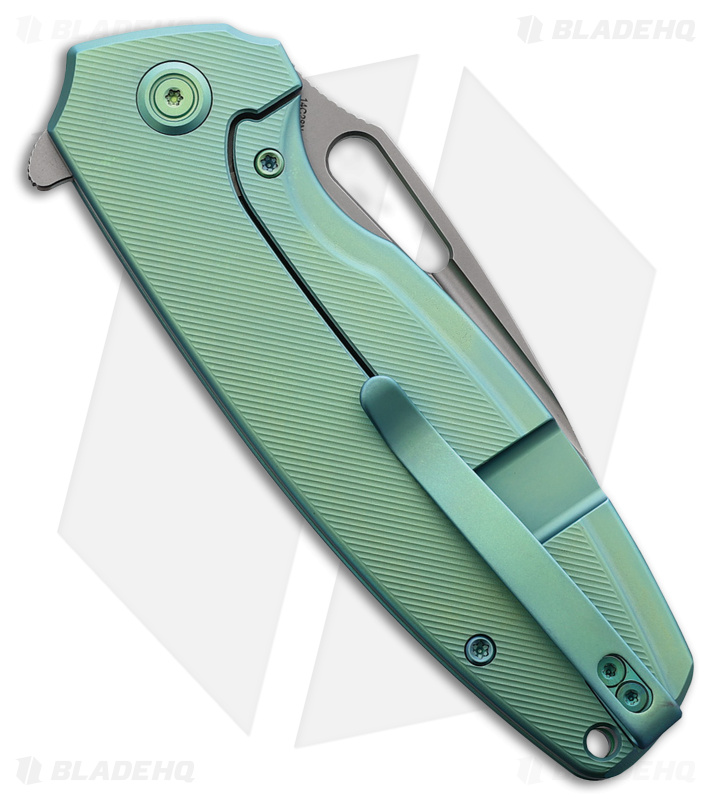 Kubey Tityus Frame Lock Knife Green Titanium (3.4" Bead Blast)
