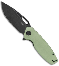 Kubey Tityus Liner Lock Knife Jade G-10 (3.3" Black Stonewash)