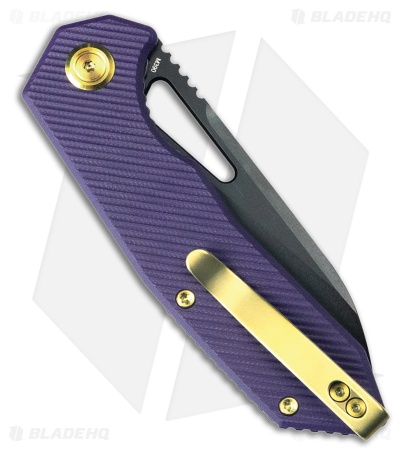 Kubey Vagrant Liner Lock Knife Purple G-10 (3.2" Black Stonewash M390)