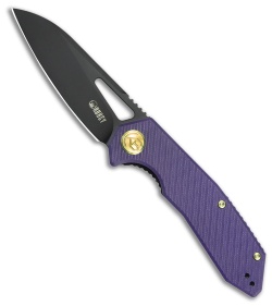 Kubey Vagrant Liner Lock Knife Purple G-10 (3.2" Black Stonewash M390)