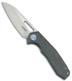 Kubey Vagrant Liner Lock Knife Flamed Titanium (2.9" Bead Blast S35VN)
