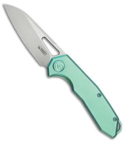 Kubey Vagrant Liner Lock Knife Jade Green Titanium (2.9" Bead Blast S35VN)