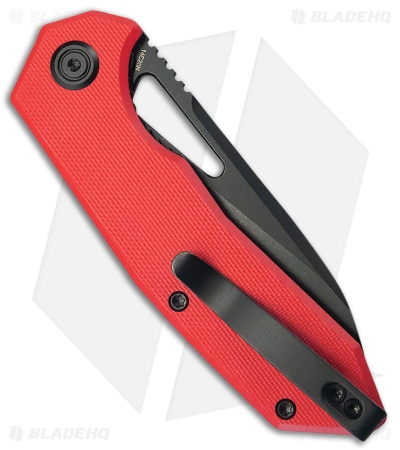 Kubey Vagrant Liner Lock Knife Red G-10 (3.2" Black Stonewash 14C28N)