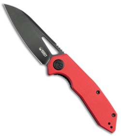 Kubey Vagrant Liner Lock Knife Red G-10 (3.2" Black Stonewash 14C28N)