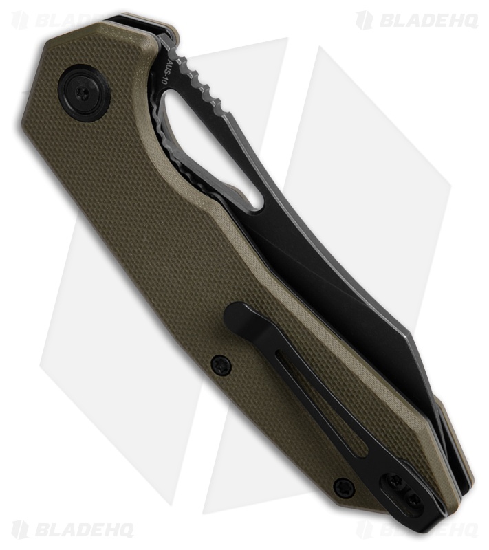 Kubey Vagrant Liner Lock Knife OD Green G-10 (3.1" Black SW)