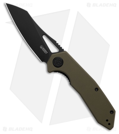 Kubey Vagrant Liner Lock Knife OD Green G-10 (3.1" Black SW)