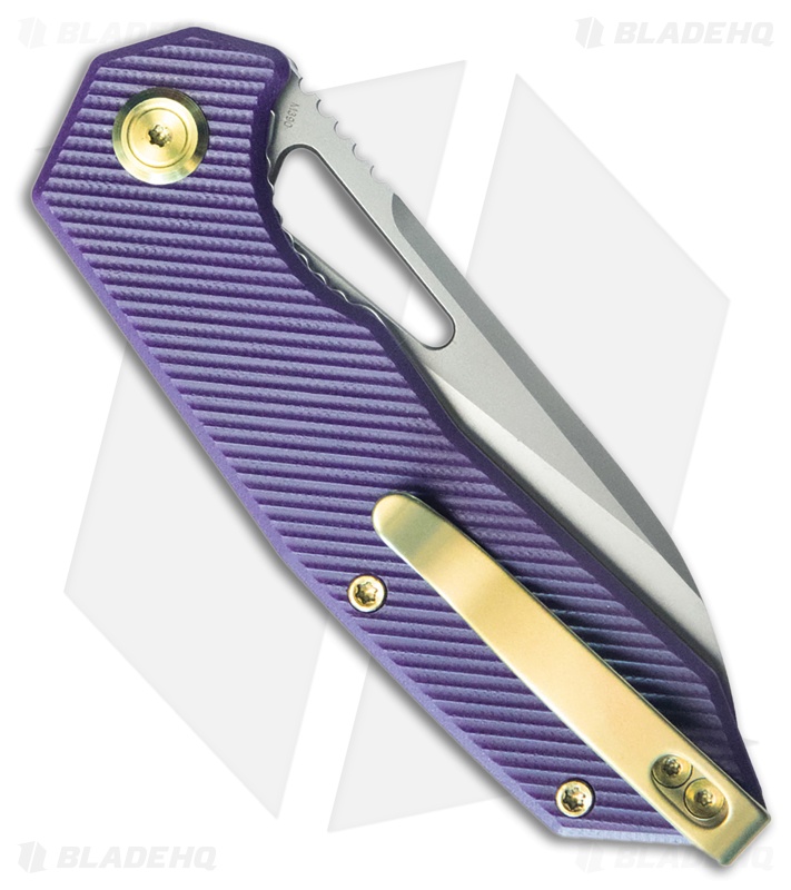 Kubey Vagrant Liner Lock Knife Purple G-10 (3.2" Bead Blast M390)