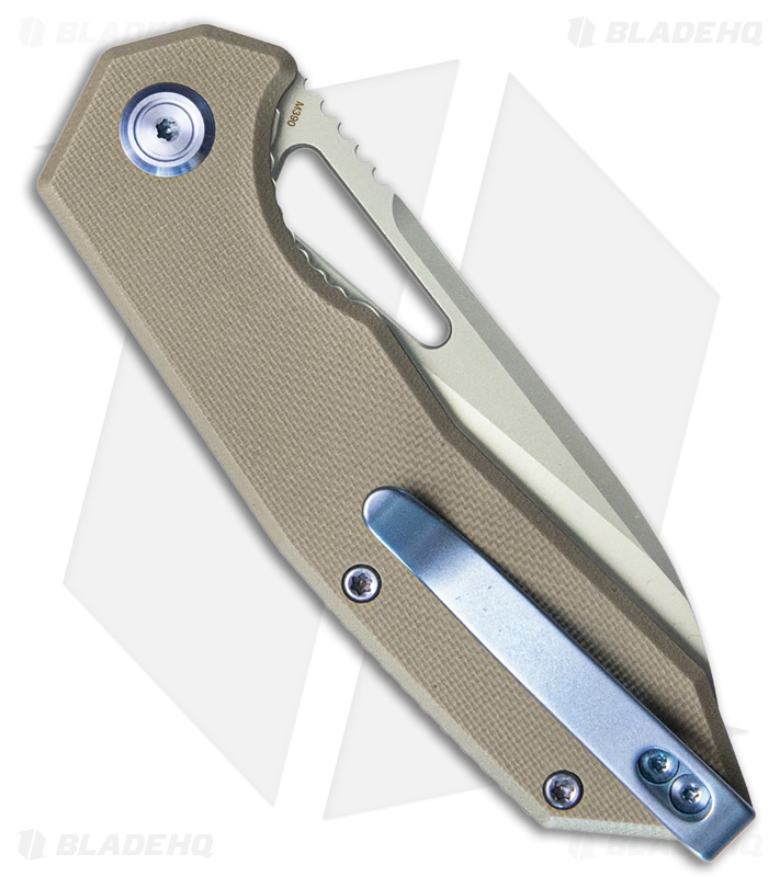 Kubey Vagrant Liner Lock Knife Tan G-10 (3.2" Bead Blast M390)
