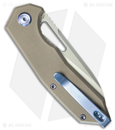 Kubey Vagrant Liner Lock Knife Tan G-10 (3.2" Bead Blast M390)