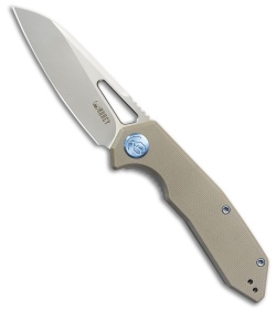 Kubey Vagrant Liner Lock Knife Tan G-10 (3.2" Bead Blast M390)
