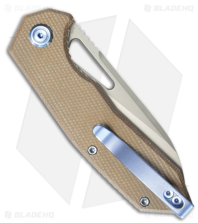 Kubey Vagrant Liner Lock Knife Tan Micarta (3.2" Bead Blast M390)