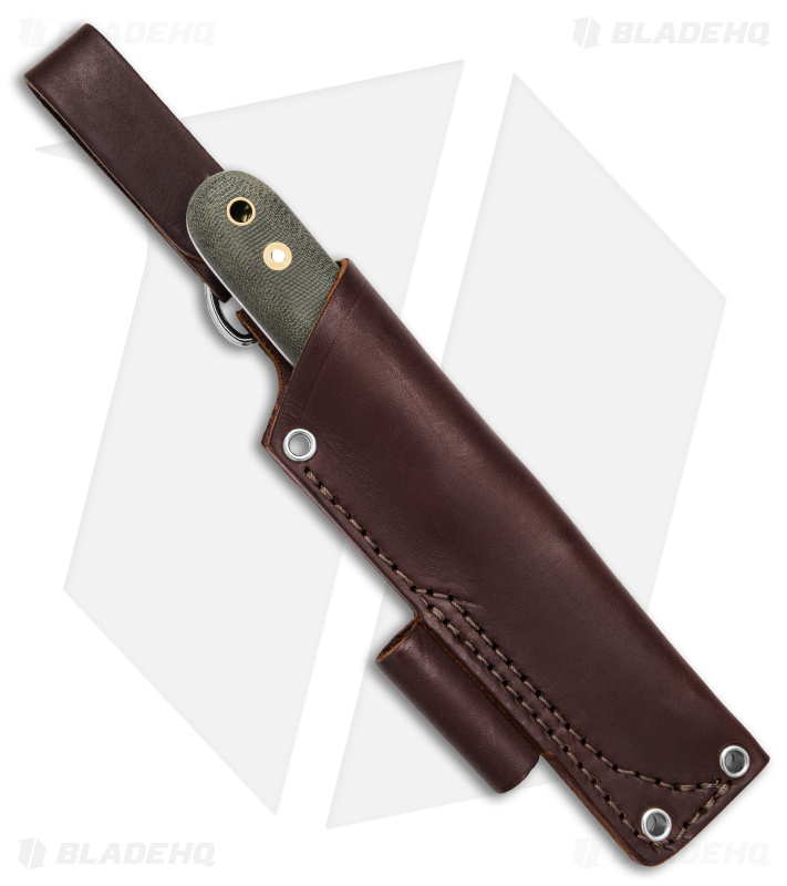 LT Wright Bushcrafter Scandi Fixed Blade Knife Green Micarta (4" Satin O1)