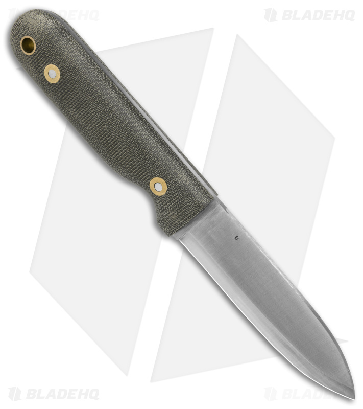 LT Wright Bushcrafter Scandi Fixed Blade Knife Green Micarta (4" Satin O1)