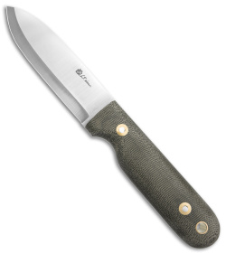 LT Wright Bushcrafter Scandi Fixed Blade Knife Green Micarta (4" Satin O1)