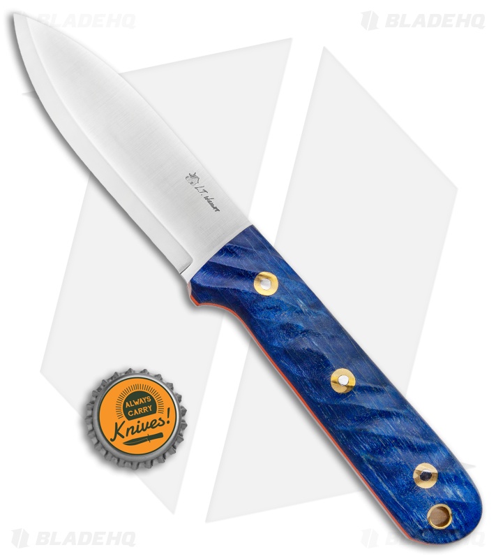 LT Wright Knives Genesis Scandi Knife Blue Maple/Orange Liner (4.25" Satin)
