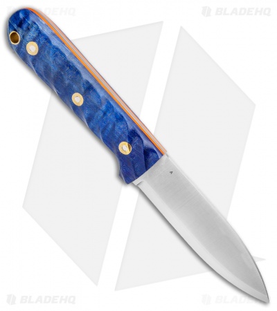 LT Wright Knives Genesis Scandi Knife Blue Maple/Orange Liner (4.25" Satin)