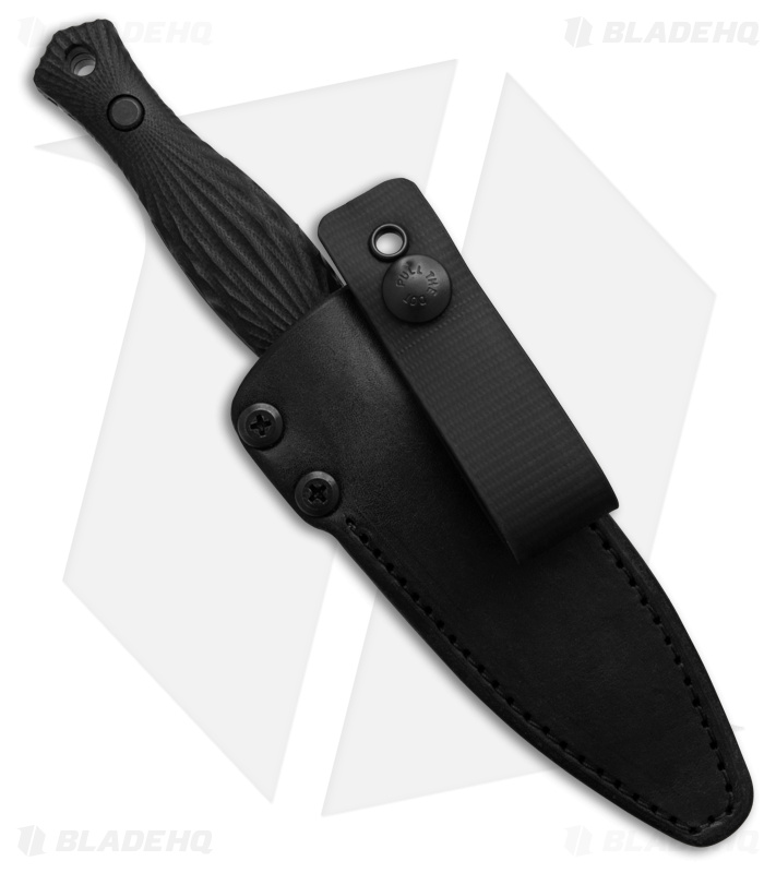 Les George Knives Galvo Dagger D/E Fixed Blade Knife Black G-10 (4" Black)