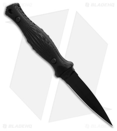 Les George Knives Galvo Dagger D/E Fixed Blade Knife Black G-10 (4" Black)