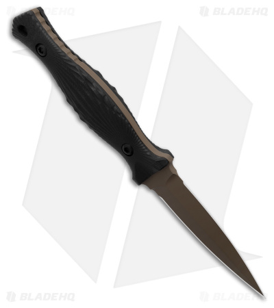 Les George Knives Galvo Dagger D/E Fixed Blade Knife Black G-10 (4" Brown FDE)