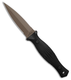 Les George Knives Galvo Dagger D/E Fixed Blade Knife Black G-10 (4" Brown FDE)