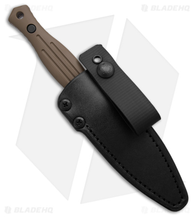 Les George Knives Galvo Dagger D/E Fixed Blade Knife FDE Aluminum (4" Black)