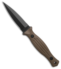 Les George Knives Galvo Dagger D/E Fixed Blade Knife FDE Aluminum (4" Black)