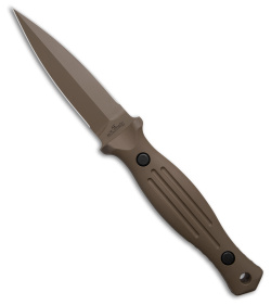 Les George Knives Galvo Dagger D/E Fixed Blade Knife FDE Aluminum (4" Brown FDE)