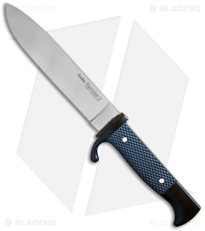 Linder Rambler 2 Fixed Blade Knife Black Checkered (5.3" Satin)