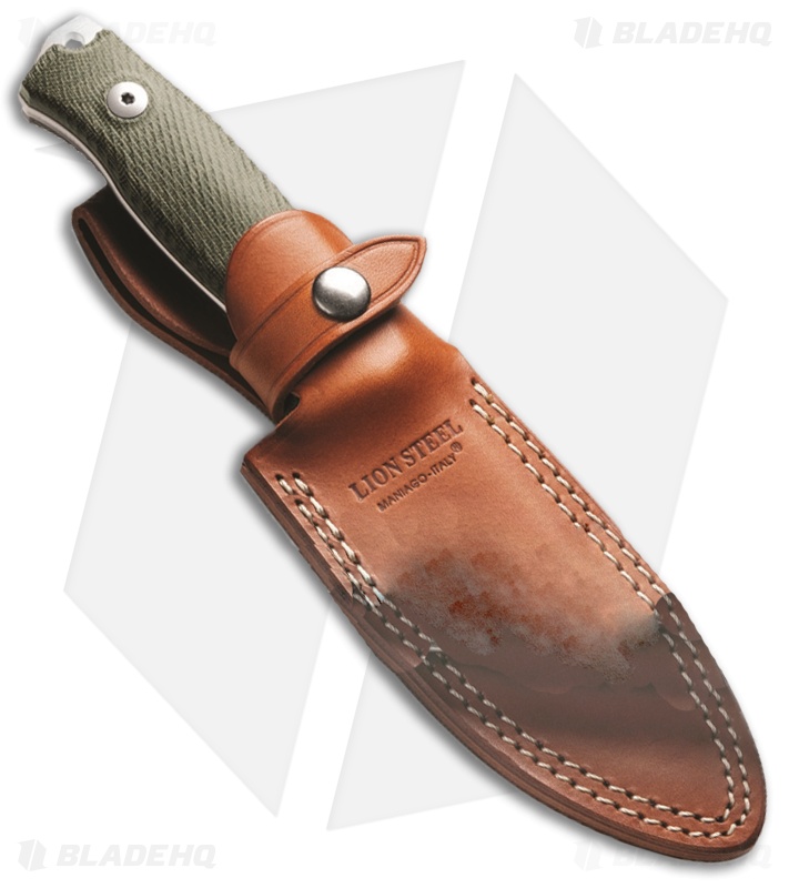 LionSteel M5 Fixed Blade Knife Green Micarta (4.50" Satin)