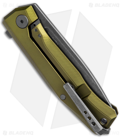 LionSteel Myto Frame Lock Knife M390 Steel Green Aluminum (3.3" Black SW)