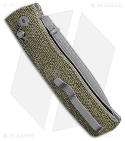 LionSTEEL NiNi Crossbar Lock Knife Green Canvas Micarta (2.7" Satin)