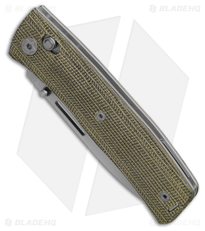 LionSTEEL NiNi Crossbar Lock Knife Green Canvas Micarta (2.7" Satin)