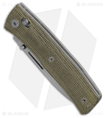 LionSTEEL NiNi Crossbar Lock Knife Green Canvas Micarta (2.7" Satin)