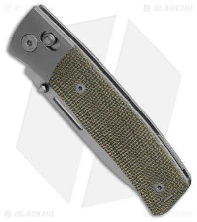 LionSTEEL NiNi Crossbar Lock Knife Green Canvas Micarta/Ti Bolsters (2.7" Satin)