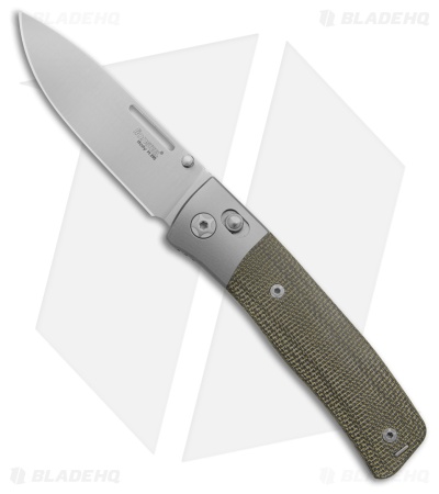 LionSTEEL NiNi Crossbar Lock Knife Green Canvas Micarta/Ti Bolsters (2.7" Satin)