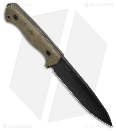 LionSTEEL T6 Fixed Blade Knife Green Micarta (6.00" Black)