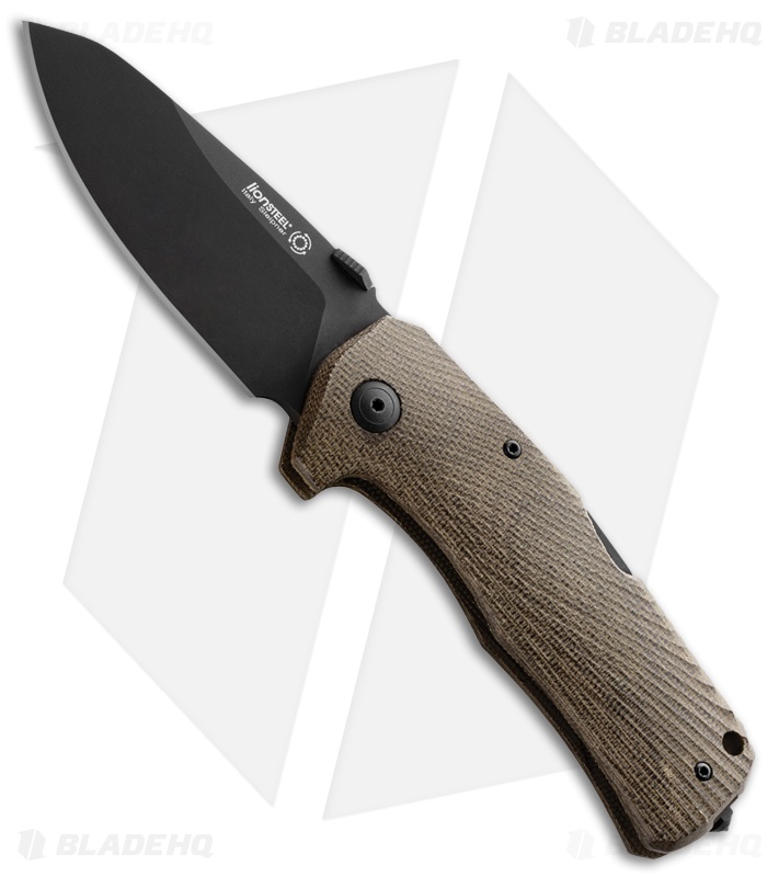 LionSteel TM1 Lockback Knife Green Canvas Micarta (3.5" Black)