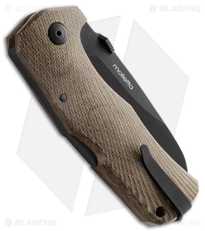 LionSteel TM1 Lockback Knife Green Canvas Micarta (3.5" Black)
