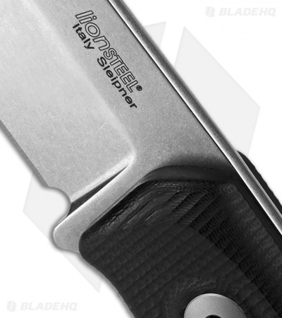 LionSteel Bushcraft B41 Fixed Blade Knife Black G-10 (4" Stonewash)