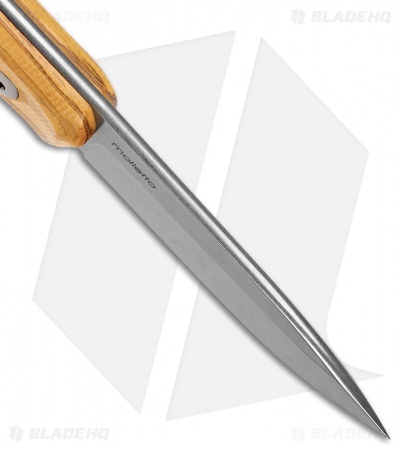 LionSteel Bushcraft B41 Fixed Blade Knife Olive Wood (4" Stonewash)