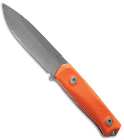 LionSteel Bushcraft B41 Fixed Blade Knife Orange G-10 (4" Stonewash)