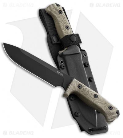 LionSteel M7 Hunting Fixed Blade Knife Tan Micarta (7" Black)