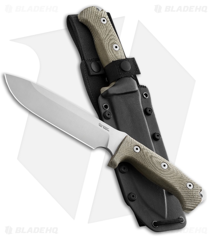 LionSteel M7 Hunting Fixed Blade Knife Tan Micarta (7" Satin)