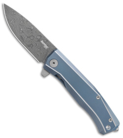 LionSteel Myto Frame Lock Knife Blue Titanium (3.3" Damascus) MT01DBL