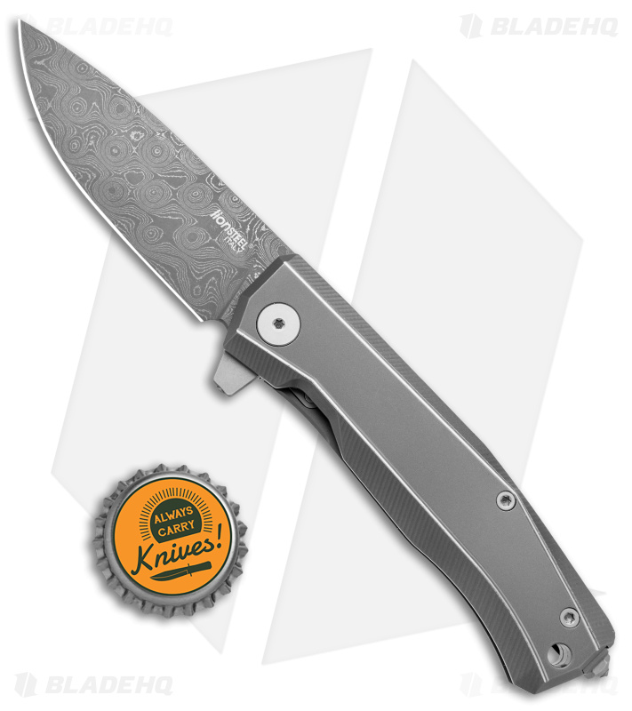 LionSteel Myto Frame Lock Knife Gray Titanium (3.3" Damascus) MT01DGY