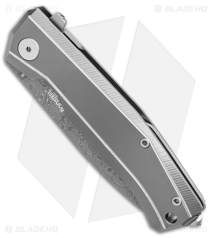 LionSteel Myto Frame Lock Knife Gray Titanium (3.3" Damascus) MT01DGY