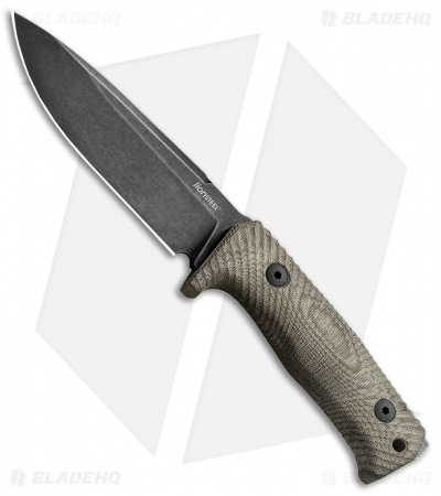 LionSteel T5 Fixed Blade Knife Green Micarta (5" Black Stonewash)