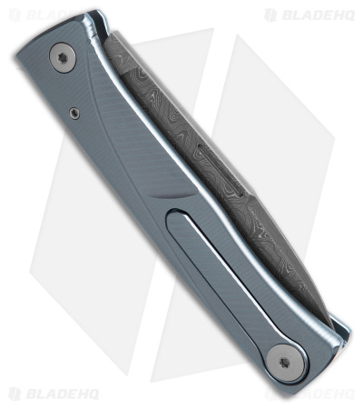 LionSteel Thrill Knife Integral Blue Ti/Damascus - Blade HQ