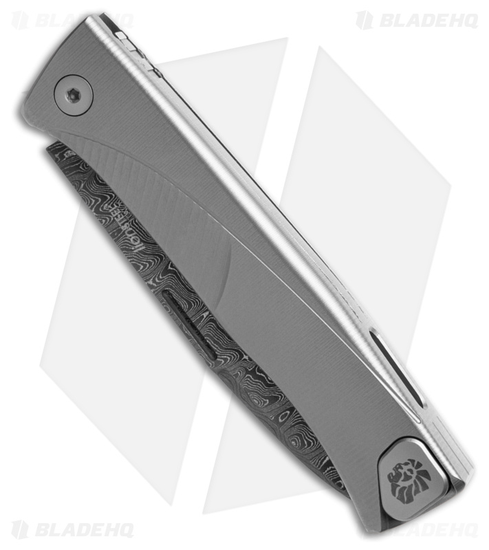 LionSteel Thrill Knife Integral Gray Ti/Damascus - Blade HQ